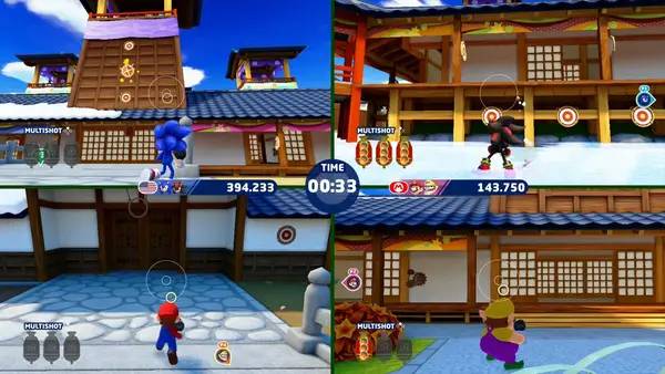 Персонаж Mario and Sonic at the Olympic Games Tokyo 2020 в процессе выполнения задания