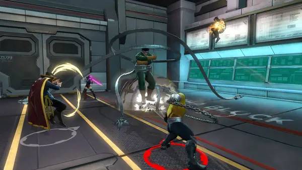 Персонаж MARVEL ULTIMATE ALLIANCE 3  The Black Order в процессе выполнения задания