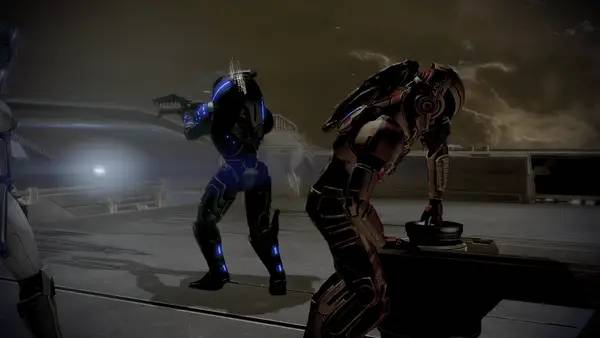 Персонаж Mass Effect 2  Lair of the Shadow Broker в процессе выполнения задания