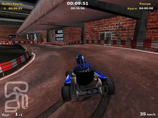 Персонаж Michael Schumacher Racing World Kart 2002 в процессе выполнения задания