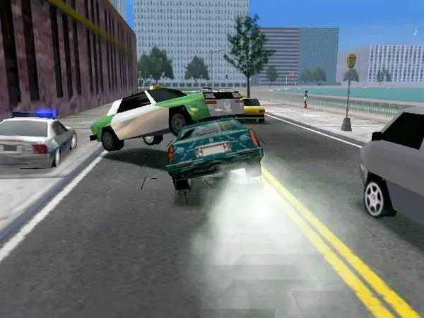 Персонаж Midtown Madness в процессе выполнения задания