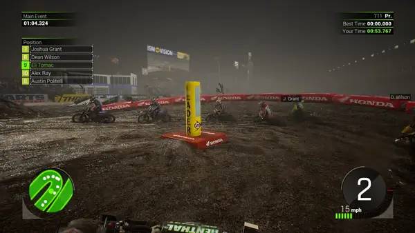 Персонаж Monster Energy Supercross - The Official Videogame 2 в процессе выполнения задания
