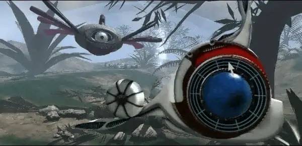 Персонаж Mykropolis Der Planet der Robotes в процессе выполнения задания