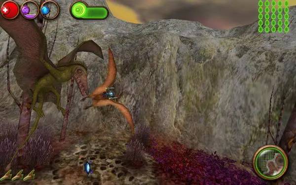 Персонаж Нанозавр 2 в процессе выполнения задания