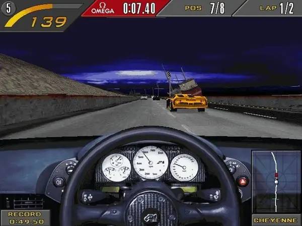 Персонаж Need for Speed 2 Special Edition в процессе выполнения задания