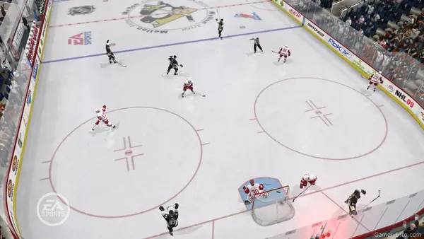 Персонаж NHL 09 в процессе выполнения задания