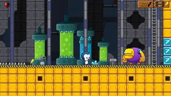 Персонаж Niels Penguin Adventure в процессе выполнения задания