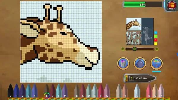 Персонаж Paint By Numbers в процессе выполнения задания