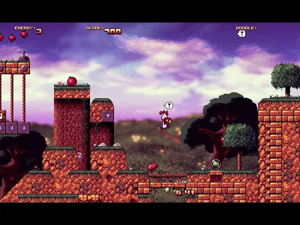 Персонаж Pekka kana 2 в процессе выполнения задания