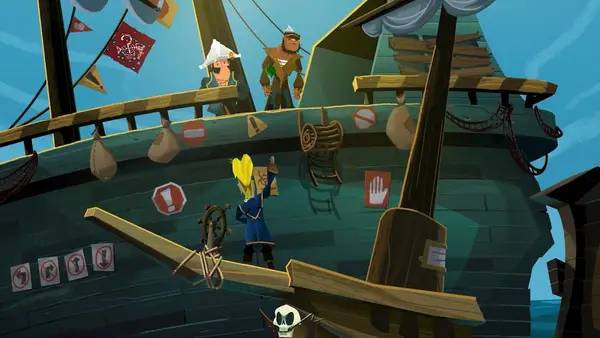 Персонаж Return to Monkey Island в процессе выполнения задания