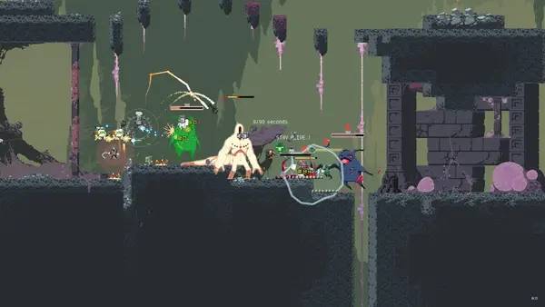 Персонаж Risk of Rain Returns в процессе выполнения задания