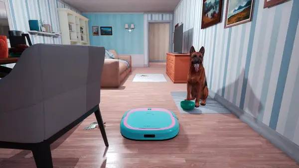 Персонаж Robo Vacuum Simulator в процессе выполнения задания