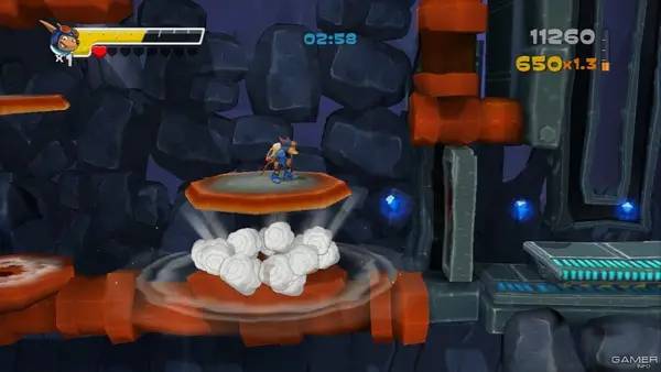 Персонаж Rocket Knight в процессе выполнения задания