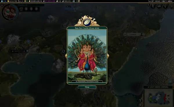 Персонаж Sid Meier's Civilization 5  Brave New World в процессе выполнения задания