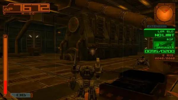 Персонаж Silent Line  Armored Core в процессе выполнения задания