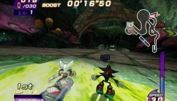 Персонаж Sonic Riders в процессе выполнения задания