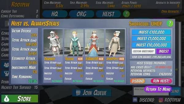 Персонаж Split or Steal в процессе выполнения задания