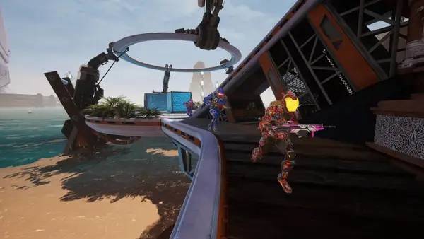 Персонаж Splitgate в процессе выполнения задания