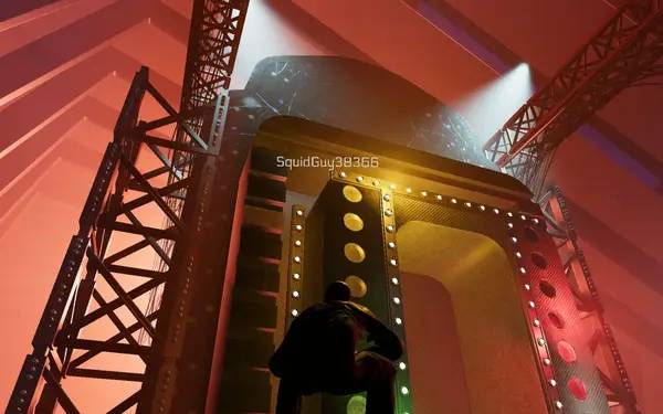 Персонаж SQUID GUYS в процессе выполнения задания