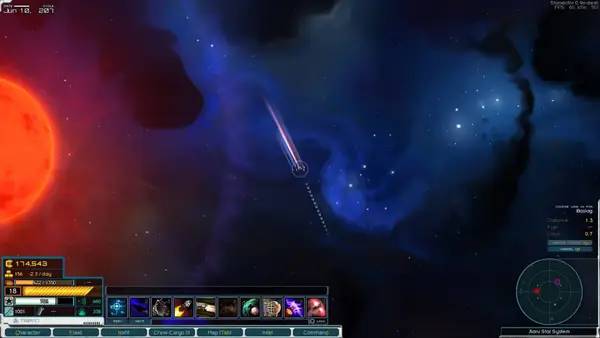 Персонаж Starsector в процессе выполнения задания