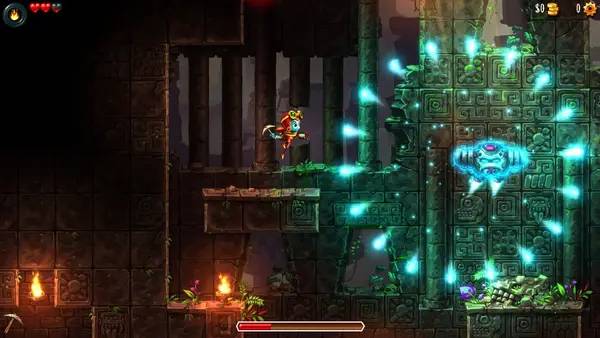 Персонаж SteamWorld Dig 2 в процессе выполнения задания
