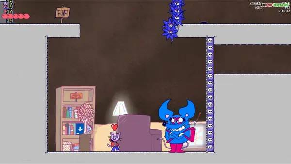 Персонаж Sticky Paws в процессе выполнения задания