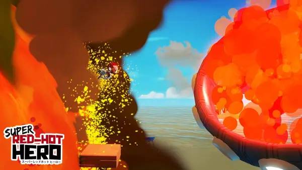 Персонаж Super Red-Hot Hero в процессе выполнения задания