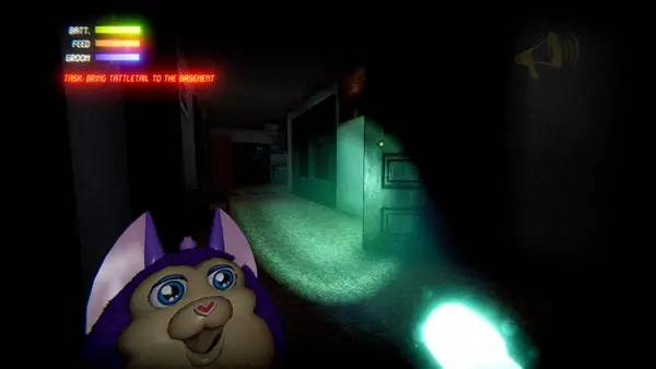 Персонаж Tattletail в процессе выполнения задания