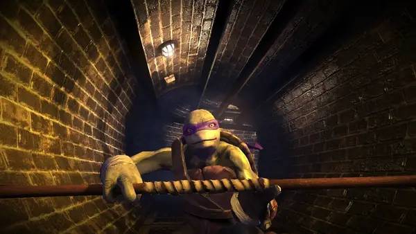 Персонаж Teenage Mutant Ninja Turtles Out of the Shadows в процессе выполнения задания