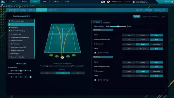 Персонаж Tennis Manager 2021 в процессе выполнения задания