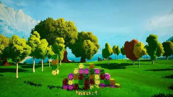 Персонаж TETRIS Flower Garden в процессе выполнения задания