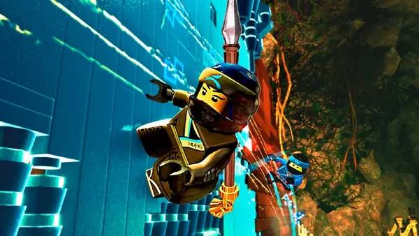 Персонаж The LEGO NINJAGO в процессе выполнения задания