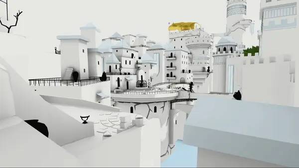 Персонаж The Unfinished Swan в процессе выполнения задания