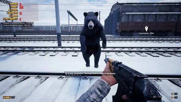 Персонаж Trans-Siberian Railway Simulator в процессе выполнения задания