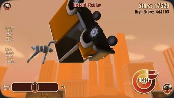 Персонаж Turbo Dismount в процессе выполнения задания