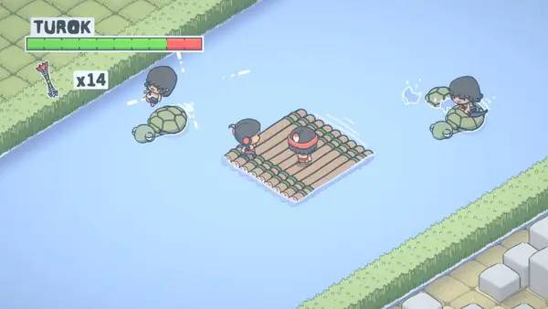 Персонаж Turok Escape from Lost Valley в процессе выполнения задания