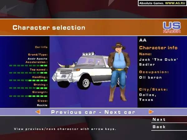 Персонаж US Racer в процессе выполнения задания