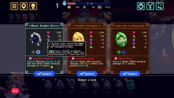 Персонаж Vivid Knight в процессе выполнения задания