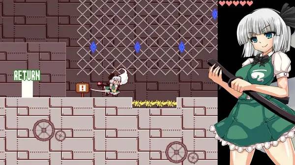 Персонаж Youmu Konpaku and Dungeon of Lewd Creatures в процессе выполнения задания