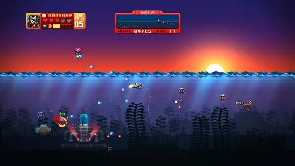 Пример визуального стиля и графики игры Aqua Kitty - Milk Mine Defender