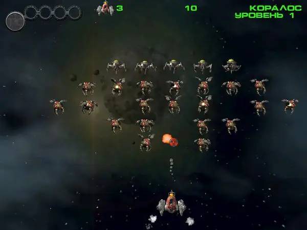 Пример визуального стиля и графики игры Atomaders