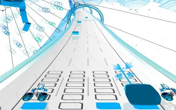 Пример визуального стиля и графики игры AudioSurf