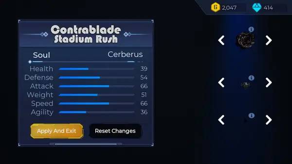 Пример визуального стиля и графики игры Contrablade Stadium Rush