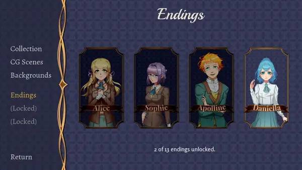 Пример визуального стиля и графики игры Death Becomes You - Mystery Visual Novel