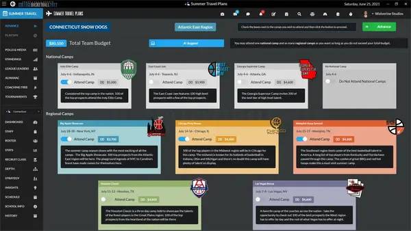 Пример визуального стиля и графики игры Draft Day Sports  College Basketball 2022