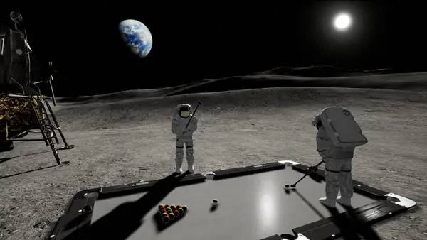 Пример визуального стиля и графики игры Golf Pool VR