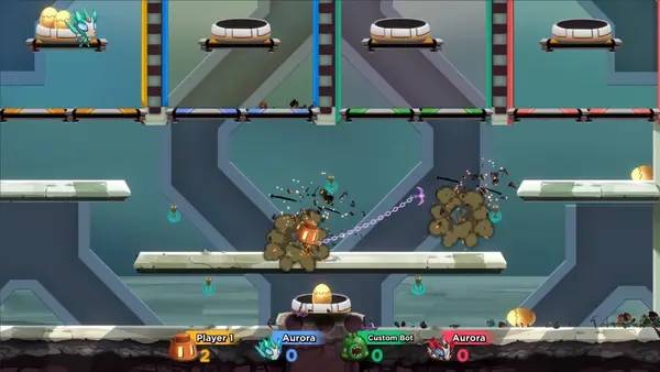 Пример визуального стиля и графики игры Hookbots