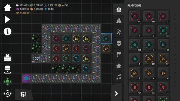Пример визуального стиля и графики игры Infinitode 2 - Infinite Tower Defense