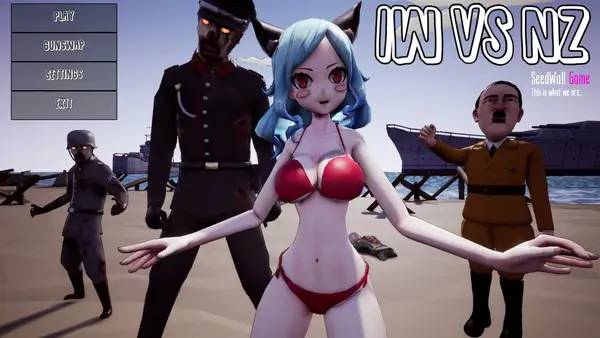 Пример визуального стиля и графики игры Inglorious Waifu VS Nazi Zombies