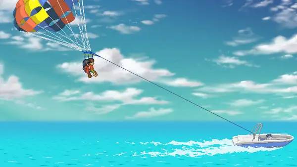 Пример визуального стиля и графики игры Just A To the Moon Series Beach Episode